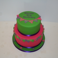 Two tier bunting cake - bright colours
